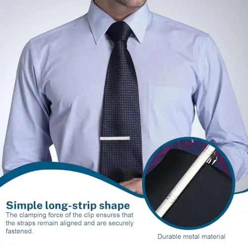 JEYORZY 2pcs Fermacravatte Uomo Classici in Rame, Clip di Cravatta Set, ferma cravatta da uomo, Fermacravatte Eleganti miniatura 2