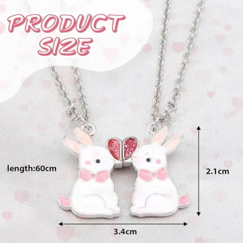 JEYORZY 2pezzi Ciondoli Migliore Amico, Collana BFF, Collana Ciondolo Carino Coniglio, Collana a Coniglio, Ciondolo miniatura 2