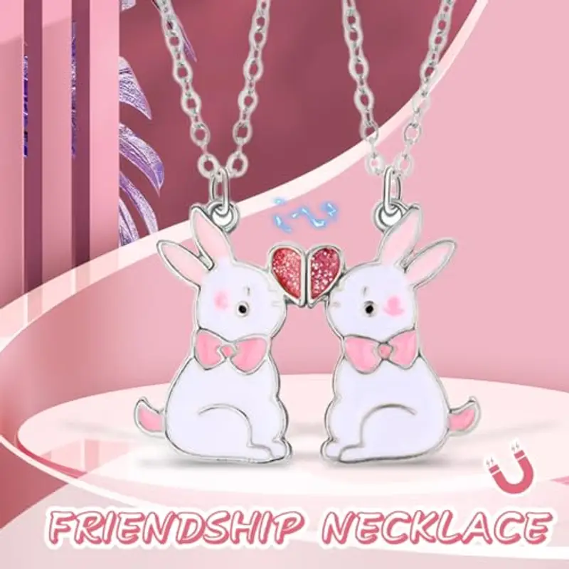 JEYORZY 2pezzi Ciondoli Migliore Amico, Collana BFF, Collana Ciondolo Carino Coniglio, Collana a Coniglio, Ciondolo miniatura 3