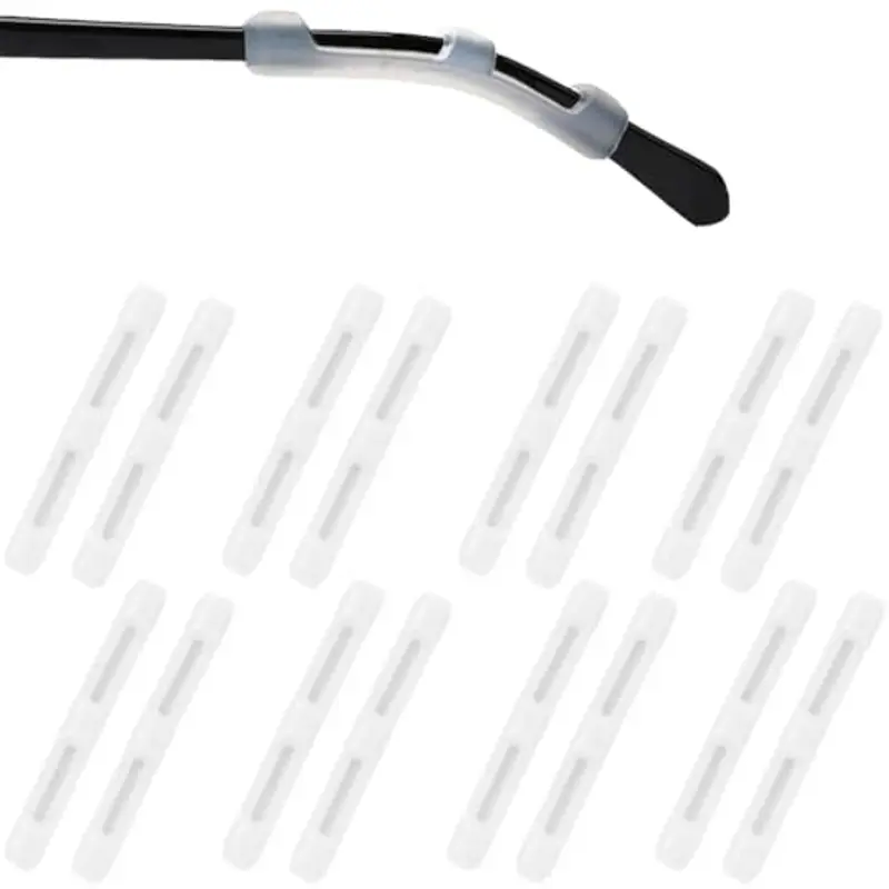 JEYORZY 8 Paia Cuscinetti Auricolari Occhiali, Antiscivolo Ferma Occhiali, Gommini Per Occhiali, Silicone Antiscivolo Protecter Per Occhiali Staffa, Per Occhiali Da Lettura, Occhiali, Bianco