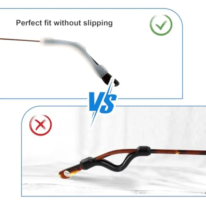 JEYORZY 8 Paia Cuscinetti Auricolari Occhiali, Antiscivolo Ferma Occhiali, Gommini Per Occhiali, Silicone Antiscivolo Protecter Per Occhiali Staffa, Per Occhiali Da Lettura, Occhiali, Bianco miniatura 3