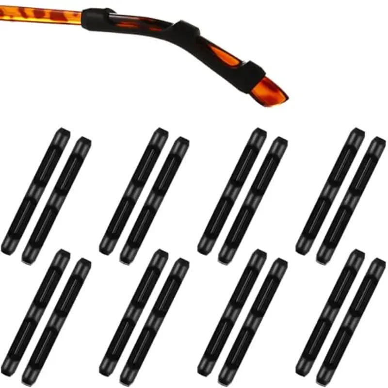 JEYORZY 8 Paia Cuscinetti Auricolari Occhiali, Antiscivolo Ferma Occhiali, Gommini Per Occhiali, Silicone Antiscivolo Protecter Per Occhiali Staffa, Per Occhiali Da Lettura, Occhiali, nero