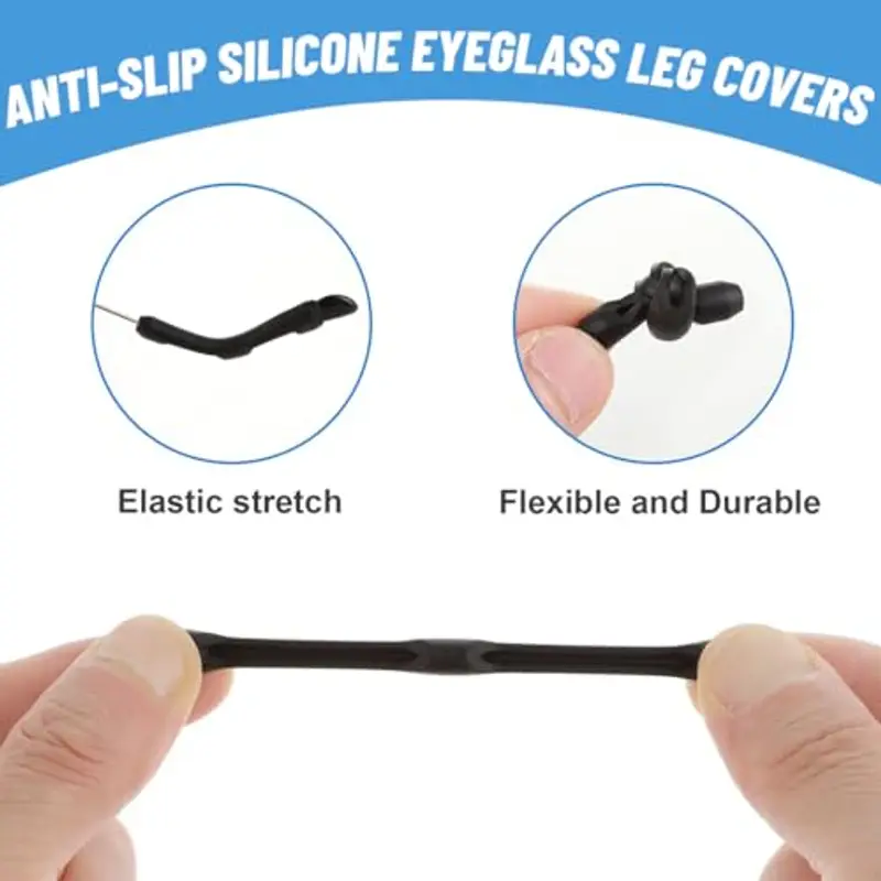 JEYORZY 8 Paia Cuscinetti Auricolari Occhiali, Antiscivolo Ferma Occhiali, Gommini Per Occhiali, Silicone Antiscivolo Protecter Per Occhiali Staffa, Per Occhiali Da Lettura, Occhiali, nero miniatura 2