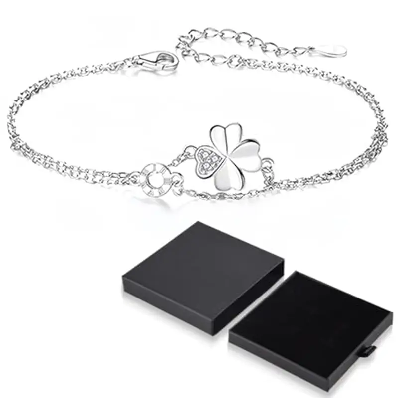 JEYORZY Bracciale da donna in argento con quadrifoglio, bracciale da donna, da donna, per fidanzata, braccialetti dell'amicizia, regali per donne