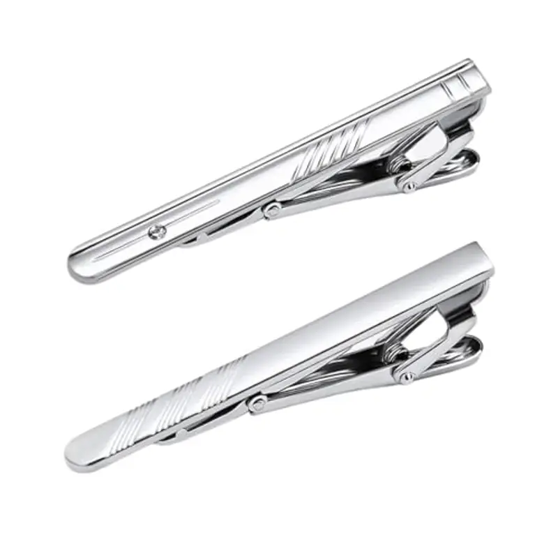JEYORZY Fermacravatta Uomo Argento per Occasioni Speciali e Abbigliamento Quotidiano?Perfetto per San Valentino, Natale, Matrimoni e Meeting