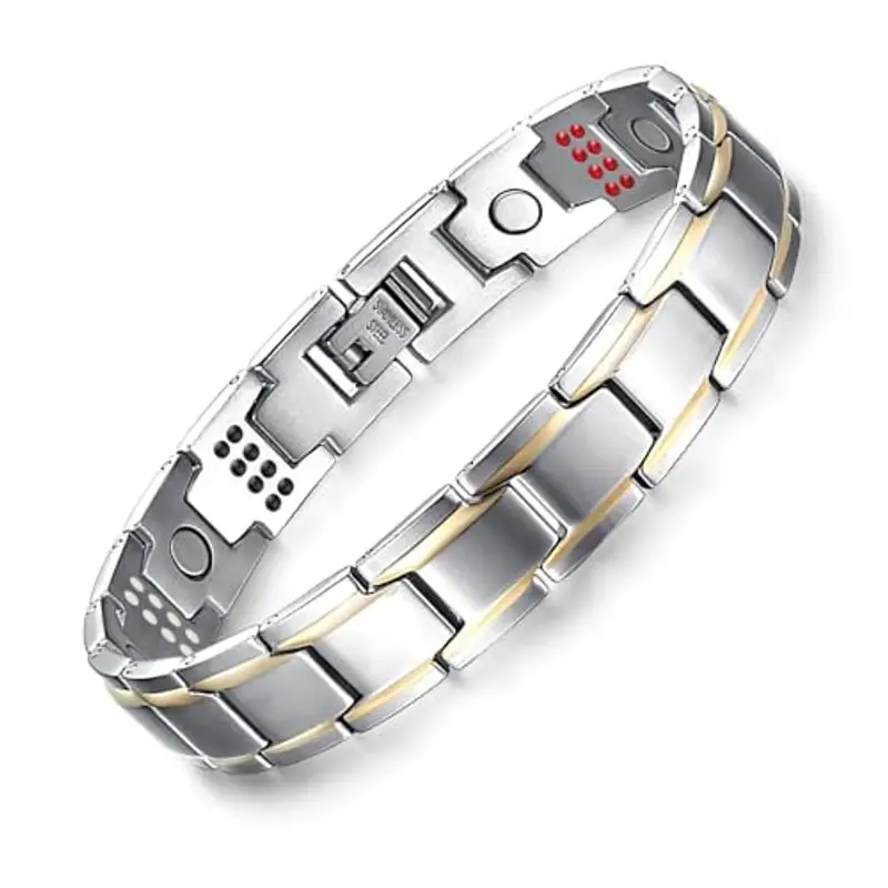 JFUME Braccialetti magnetici in oro 18k con braccialetto bicolore argento per lei, braccialetto dell'amicizia