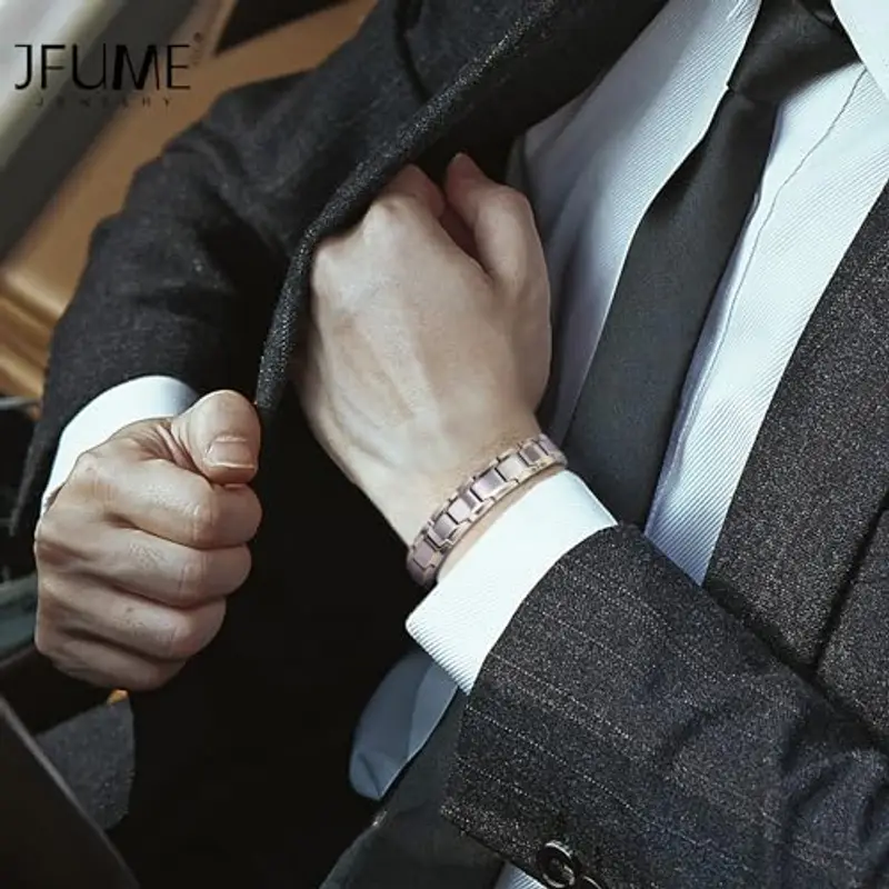 JFUME Braccialetti magnetici in oro 18k con braccialetto bicolore argento per lei, braccialetto dell'amicizia miniatura 3