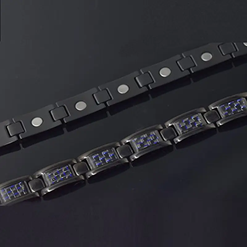 JFUME Braccialetto magnetico per uomini Braccialetto nero con gioielli in fibra di carbonio blu Strumento di rimozione miniatura 3
