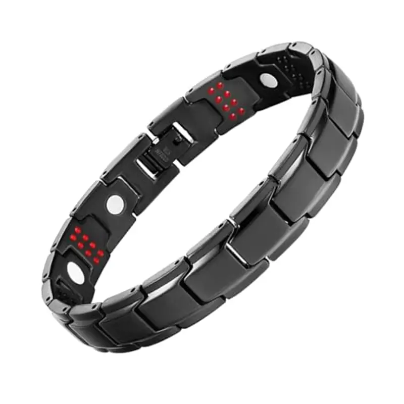 JFUME Braccialetto magnetico per uomo - Regalo per uomo - Braccialetto nero con strumento di rimozione del link -