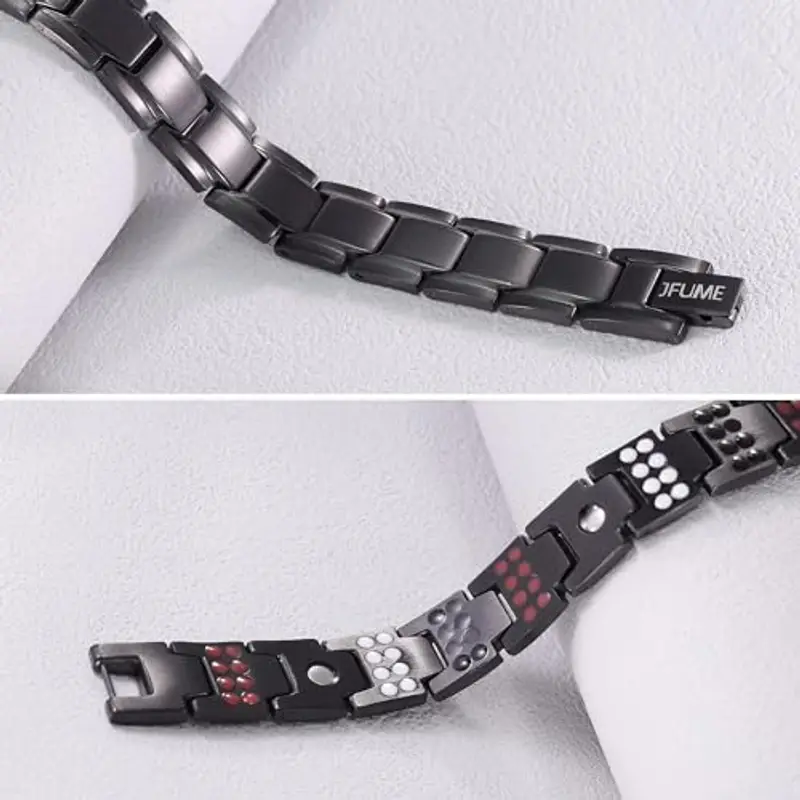 JFUME Braccialetto magnetico per uomo - Regalo per uomo - Braccialetto nero con strumento di rimozione del link miniatura 3