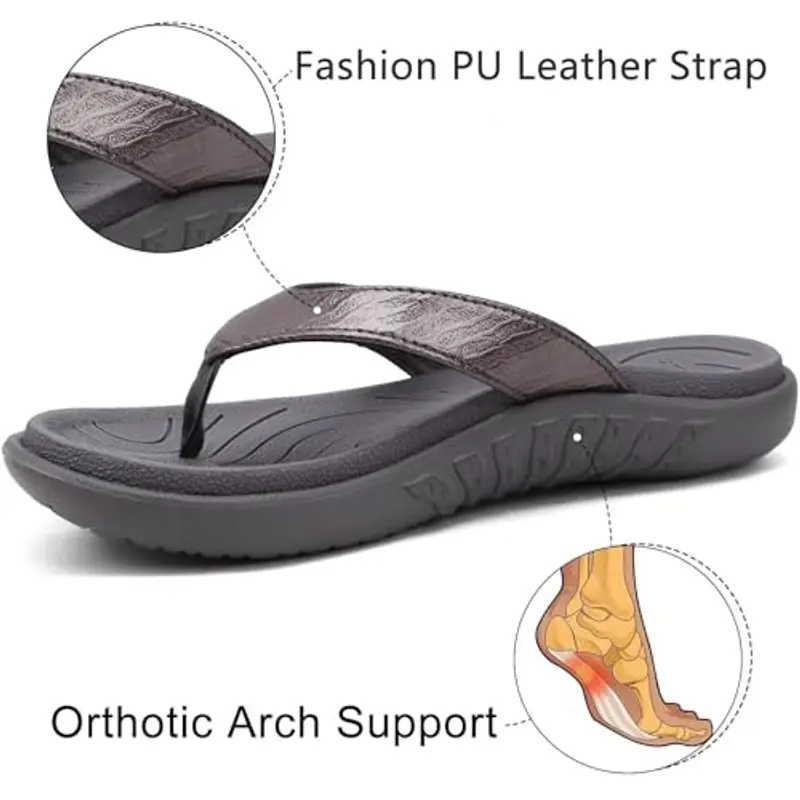 jiajiale Infradito da Donna Estive, Comode, in Pelle, Suole in Gomma, con Supporto Ortopediche per Arco Plantare, per miniatura 3