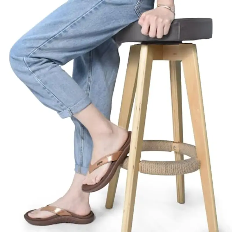 jiajiale Infradito Donna Moda Ortopediche Estive Comode Pelle Supporto Arco Plantare Flip Flop Doccia Spiaggia Piscina Aperte Mare Leggere Eleganti Ciabatte Antiscivolo Gomma Suole Marrone EU42 miniatura 2