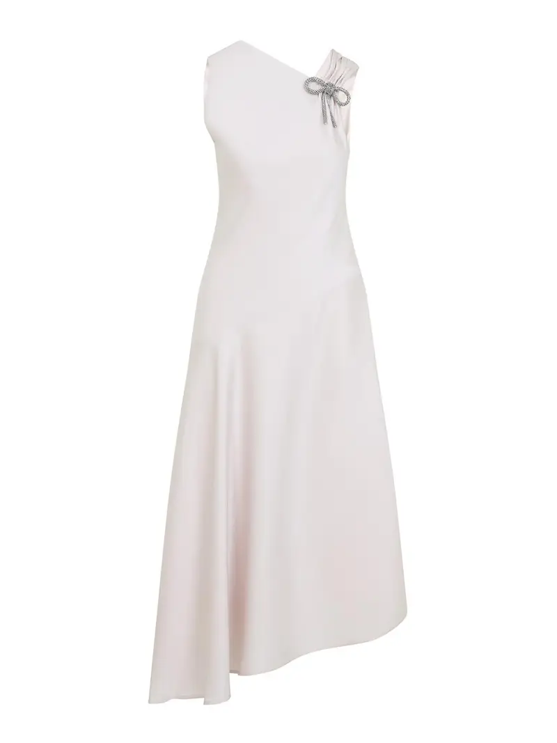 Abito Asimmetrico Con Taglio Diagonale Color Carne E Neutri