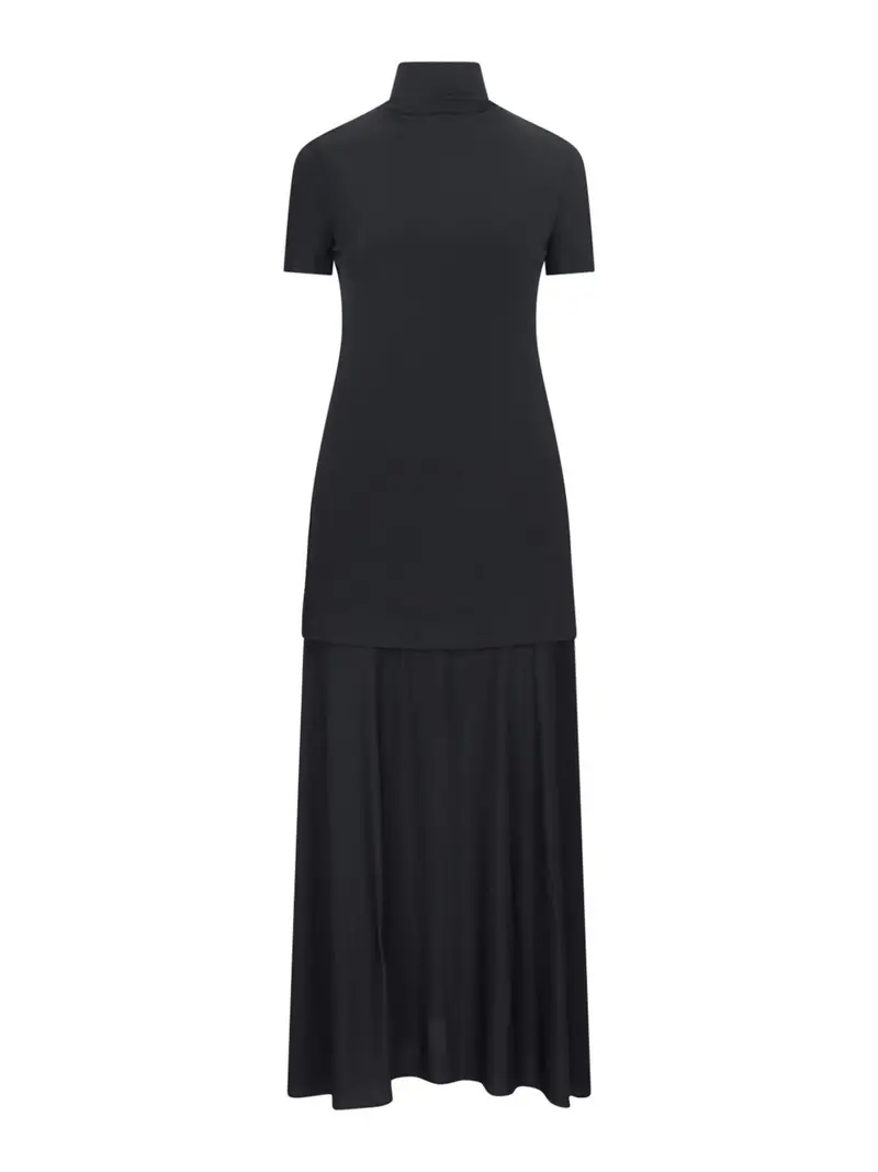 Abito Midi Drappeggiato Nero