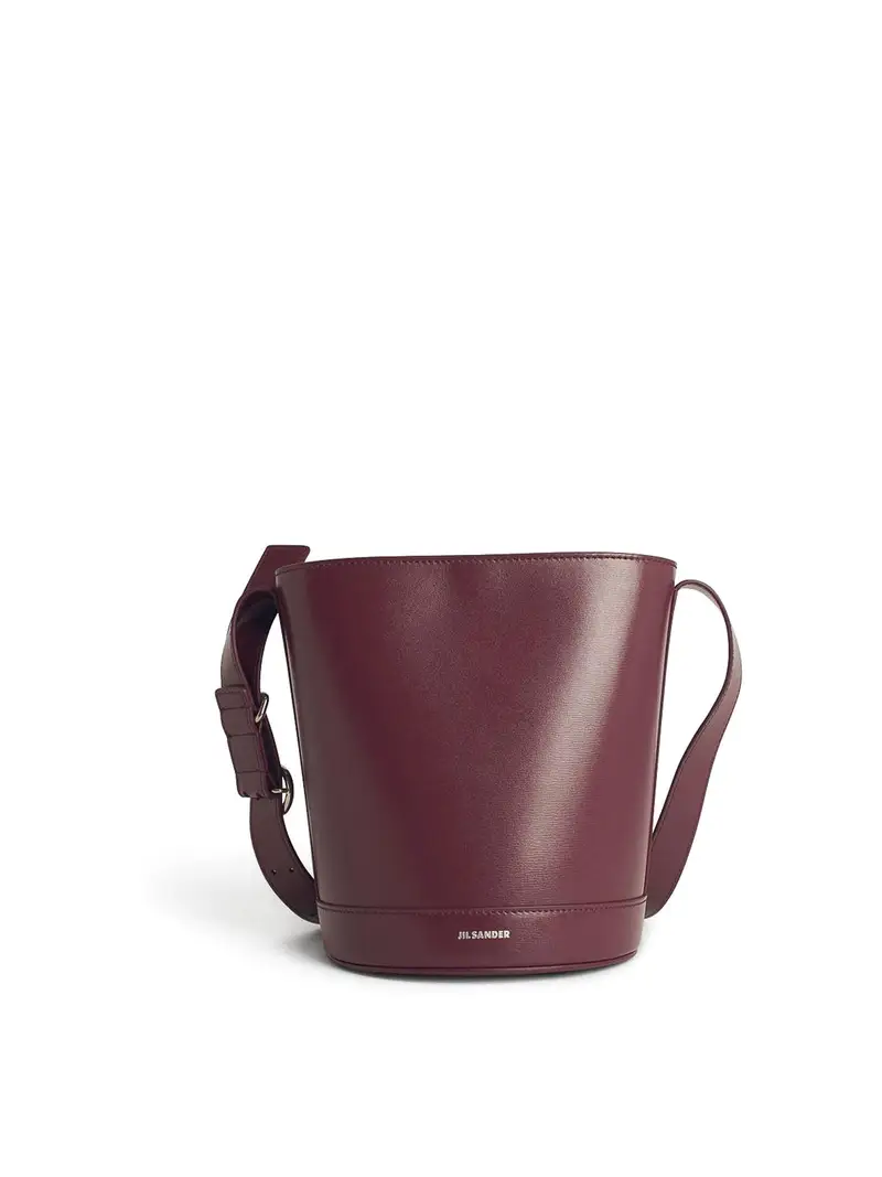 Borsa per secchio in pelle bordeaux Rosso Scuro