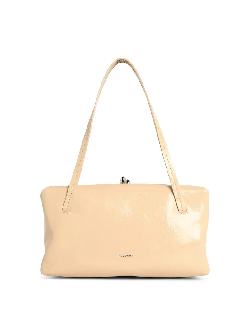 Borsa piccola in pelle beige con cuscino Goji