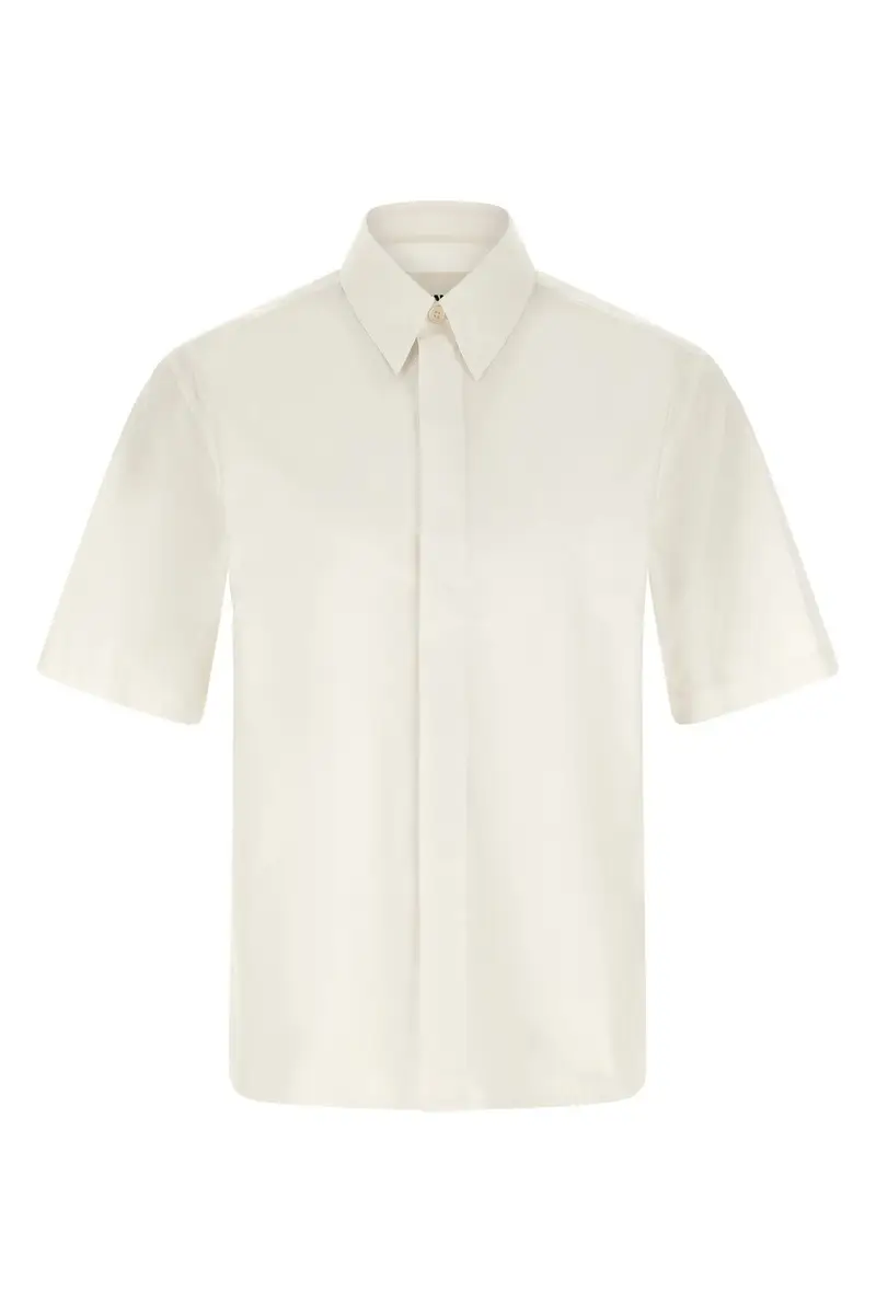 Camicia Ricamo Logo Bianco