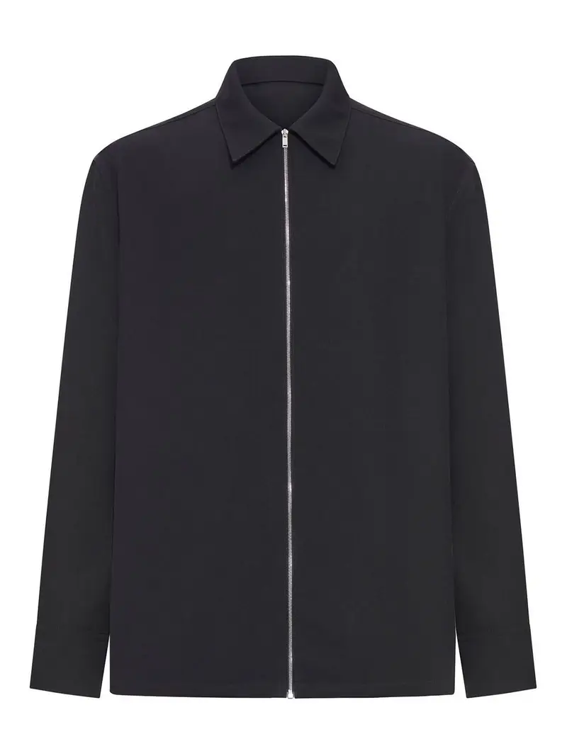 Camicia squadrata con zip Nero