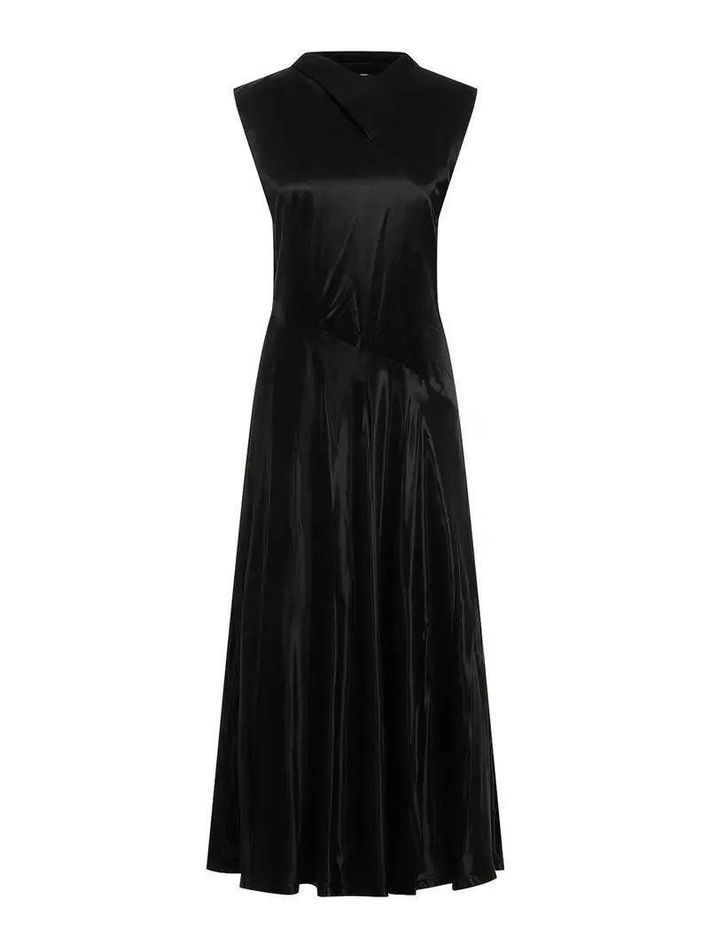 Cupro Long Dress Nero