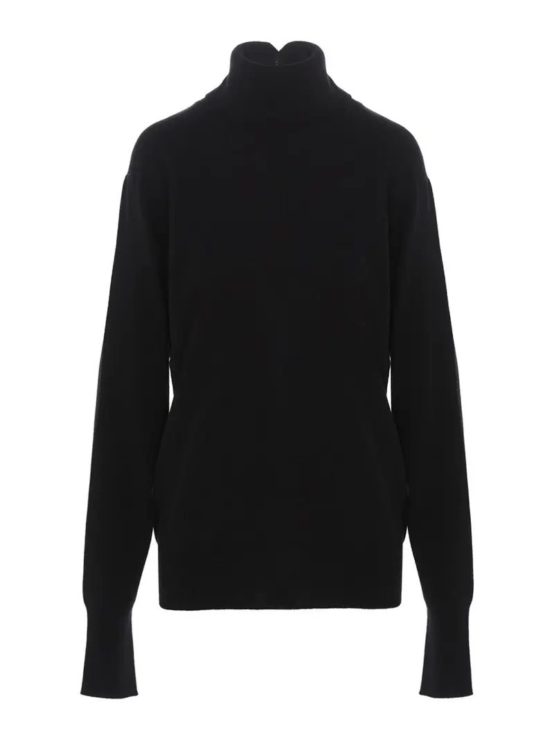 Dolcevita in lana, seta e cashmere Nero