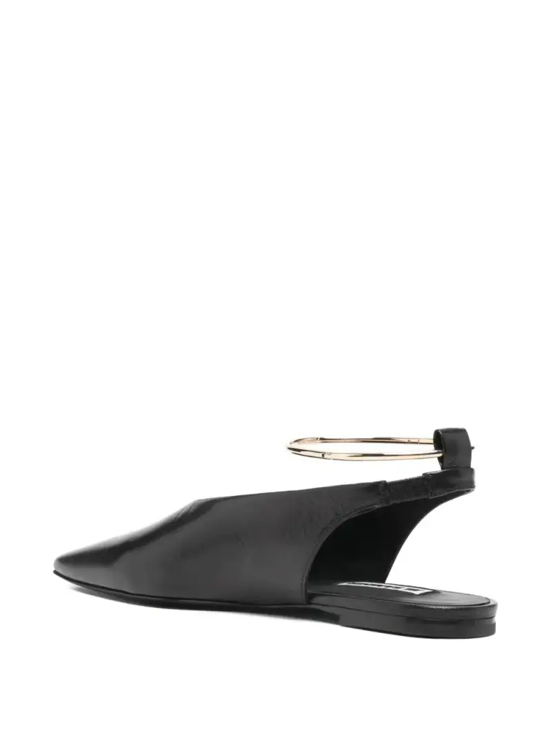 Jil Sander Sandali Nero con Cinturino Dorato miniatura 2