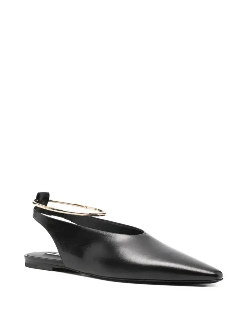 Jil Sander Sandali Nero con Cinturino Dorato miniatura 3