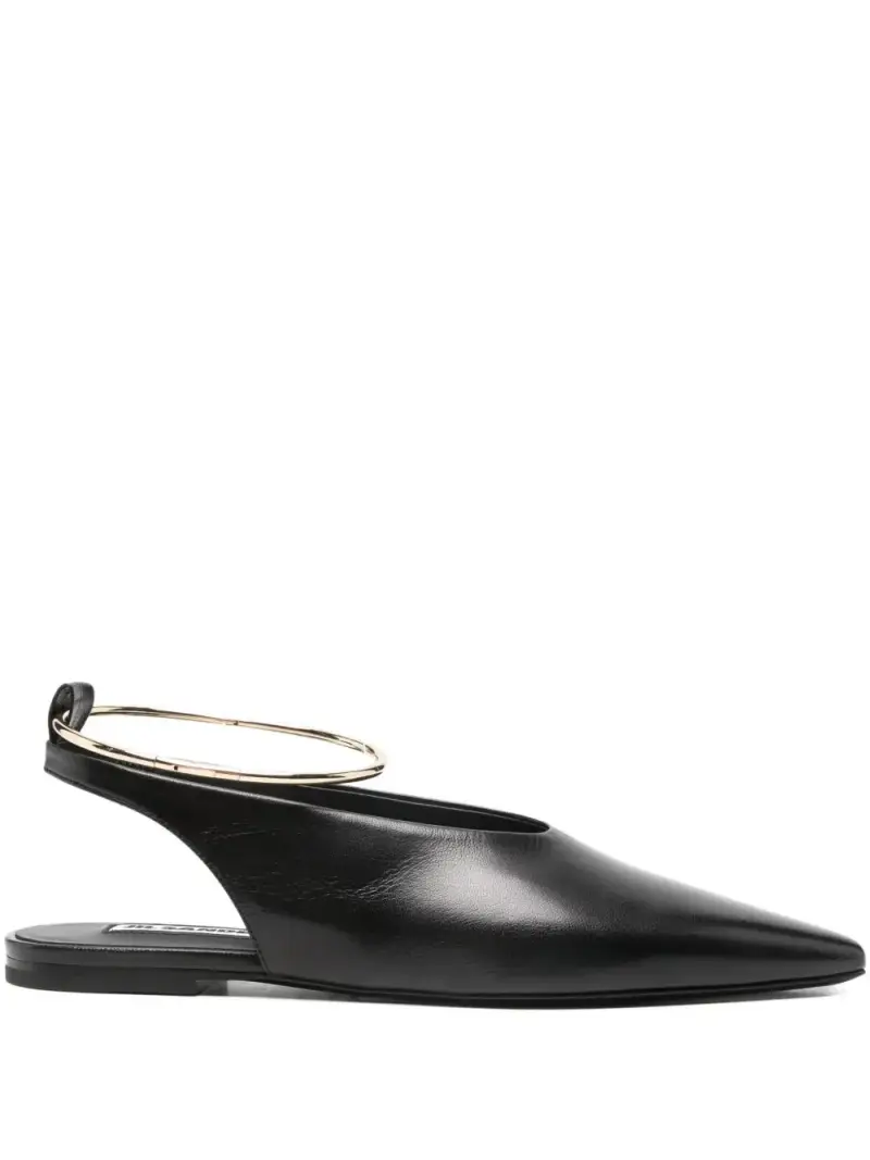Jil Sander Sandali Nero con Cinturino Dorato