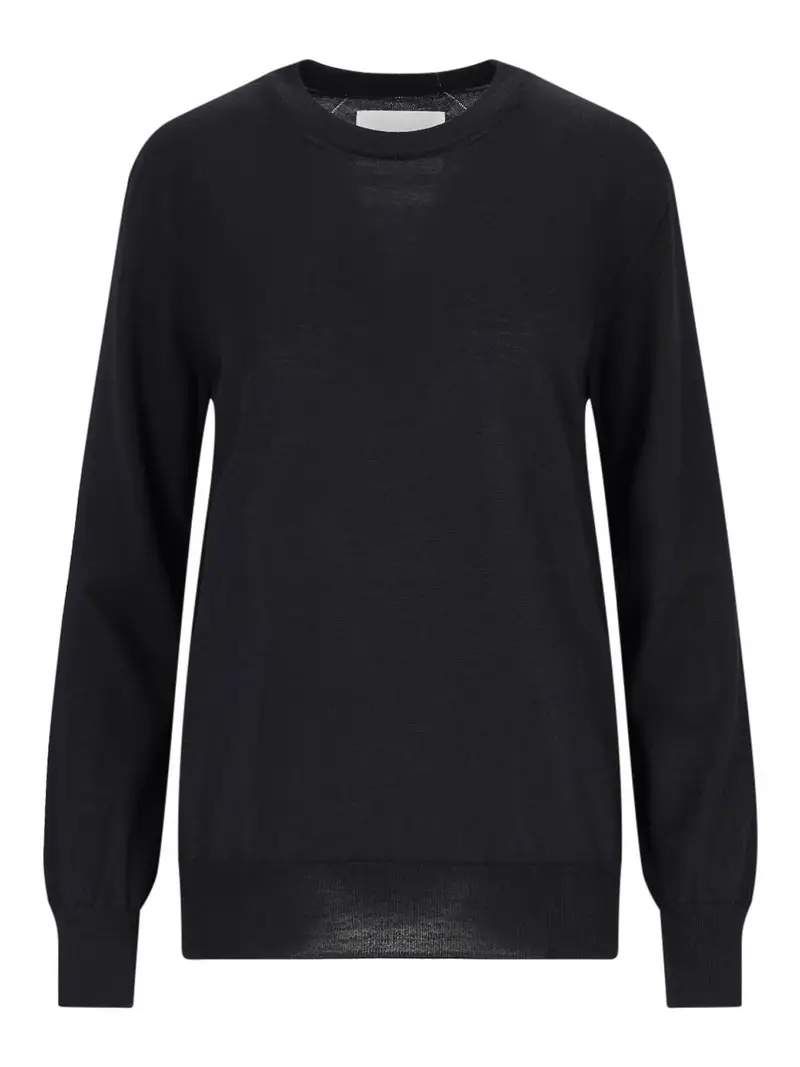 Maglione Girocollo In Lana Merino Blu