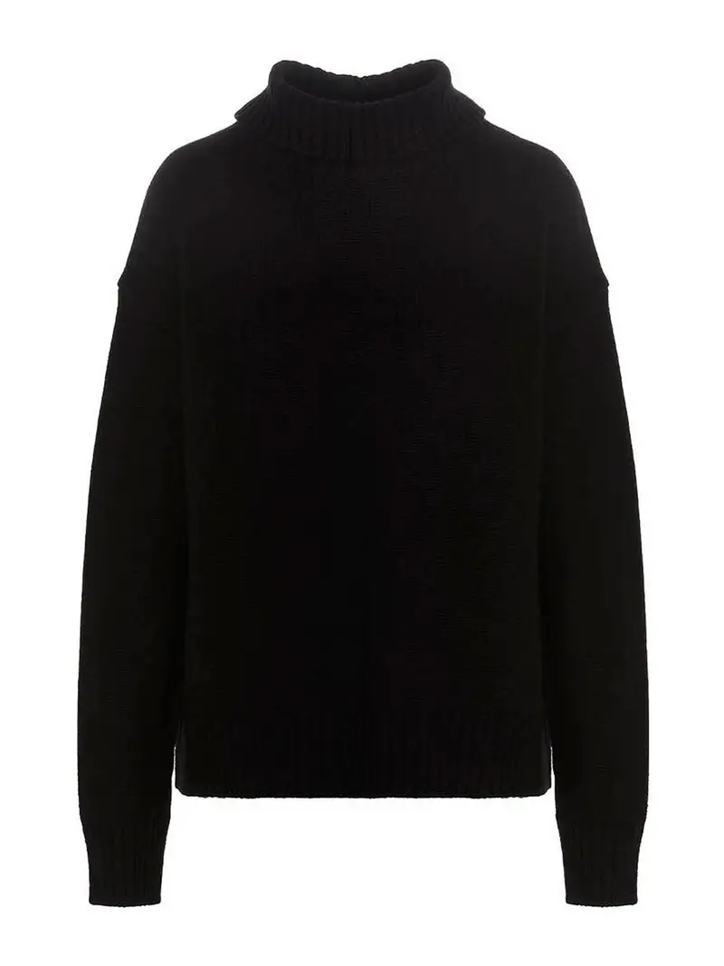 Maglione in misto cachemire con colletto Nero