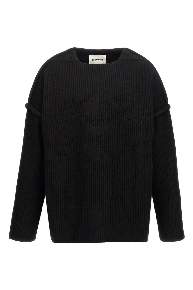 Maglione Scollo Geometrico Nero