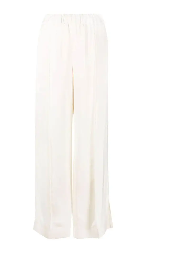 Pantalone a gamba dritta con pleats Bianco