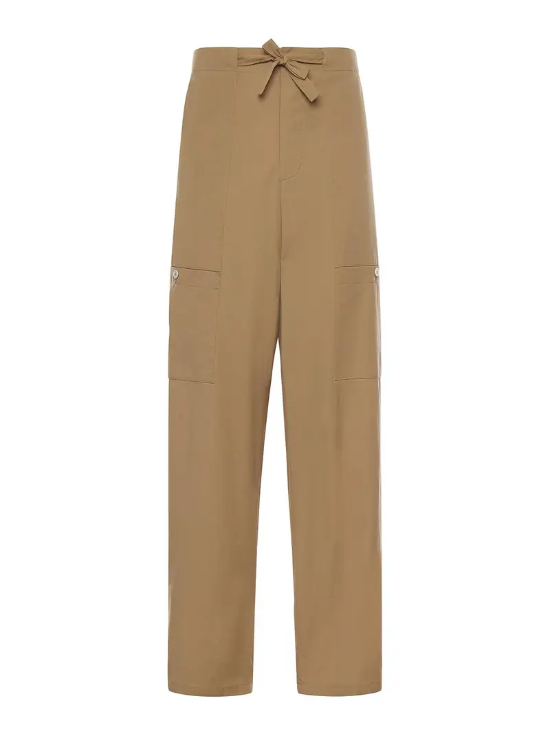 Pantaloni cargo in popeline di cotone Beige