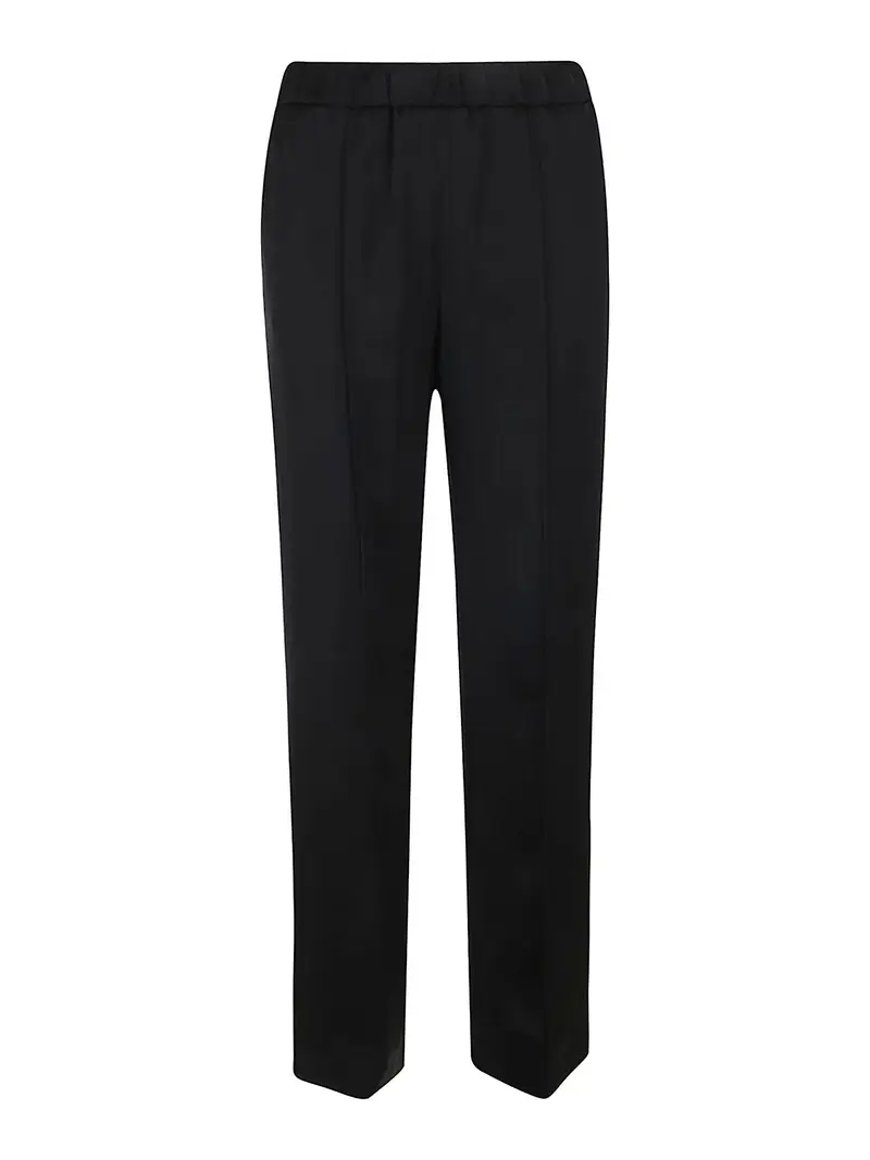 Pantaloni con elastico e pieghe Nero