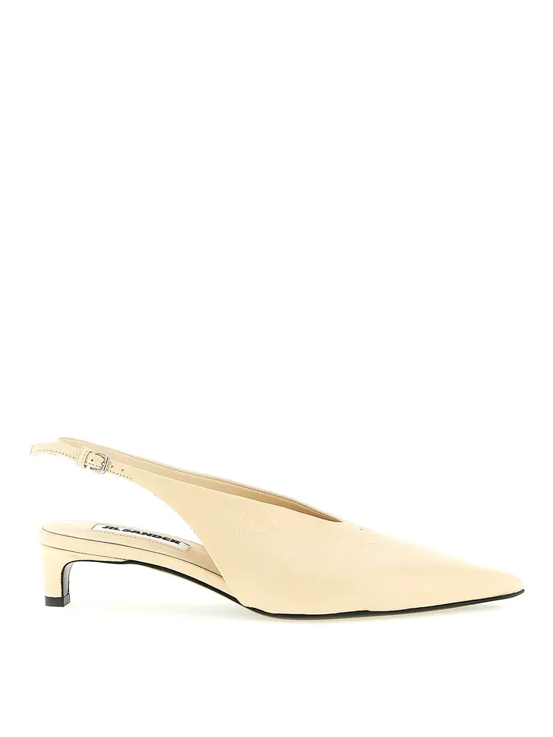 Slingback in pelle Beige