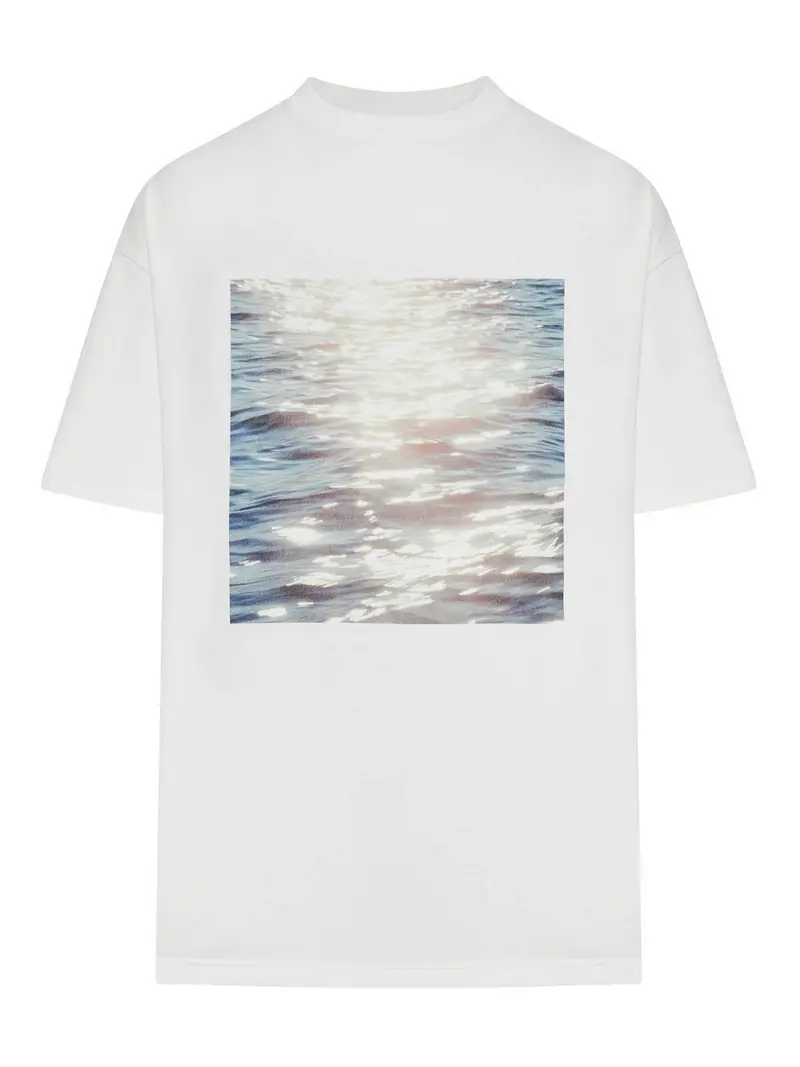 T-shirt in cotone con stampa fotografica Color Carne E Neutri