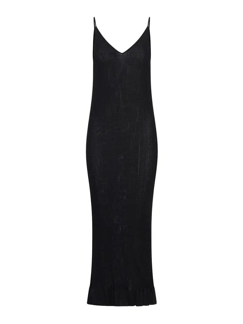 Vestito Con Volant Sul Fondo Nero