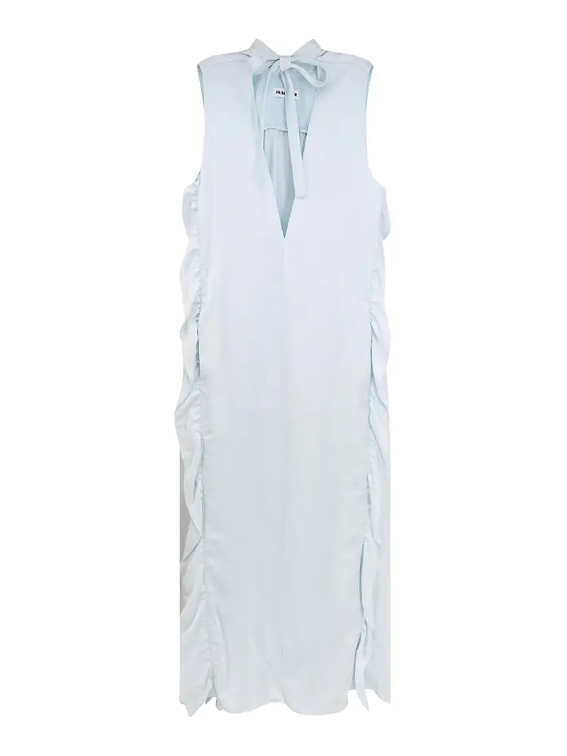 Vestito in viscosa con rouches laterali Blu