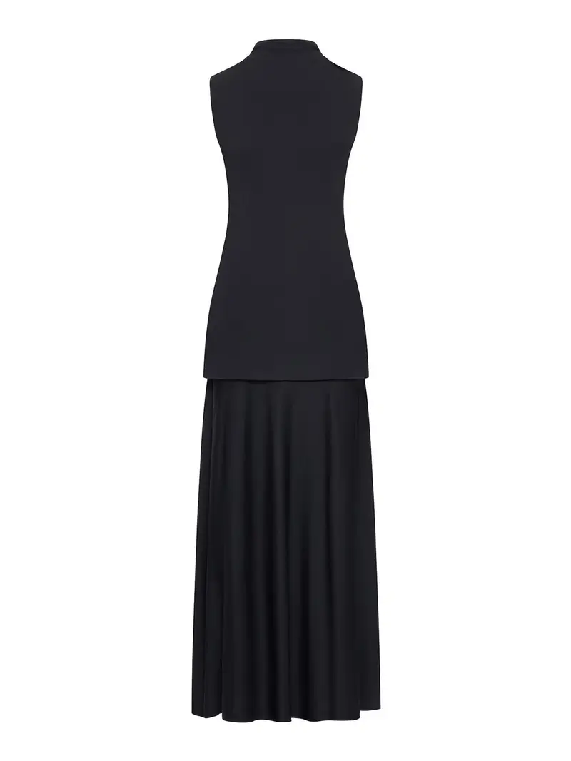 Vestito lungo senza maniche Nero