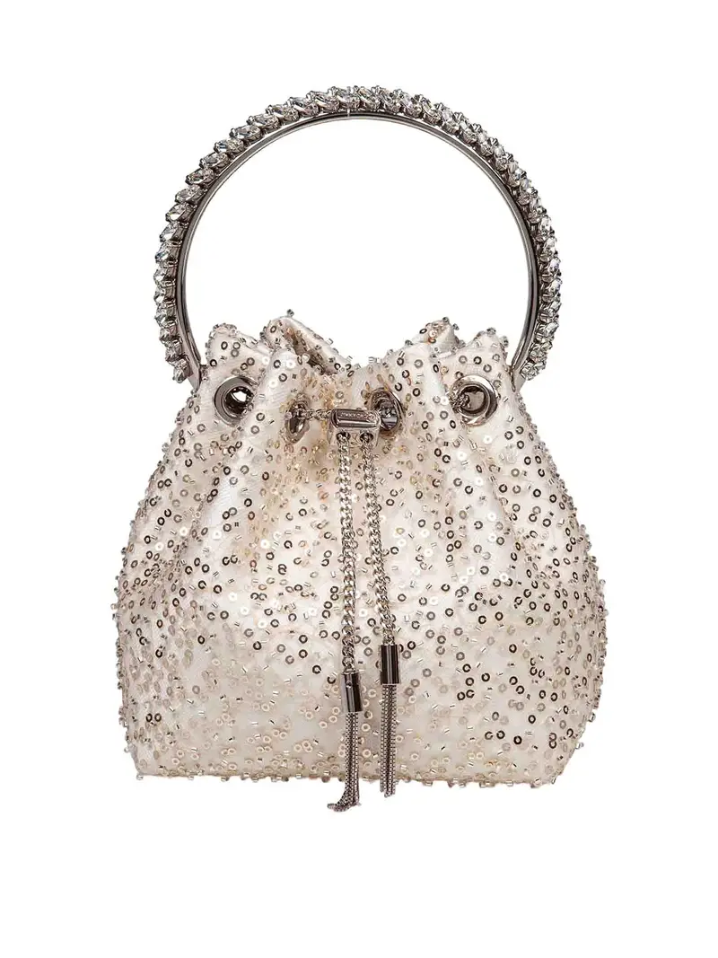 Borsa Bon Bon In Raso Con Micro Rete Bianco