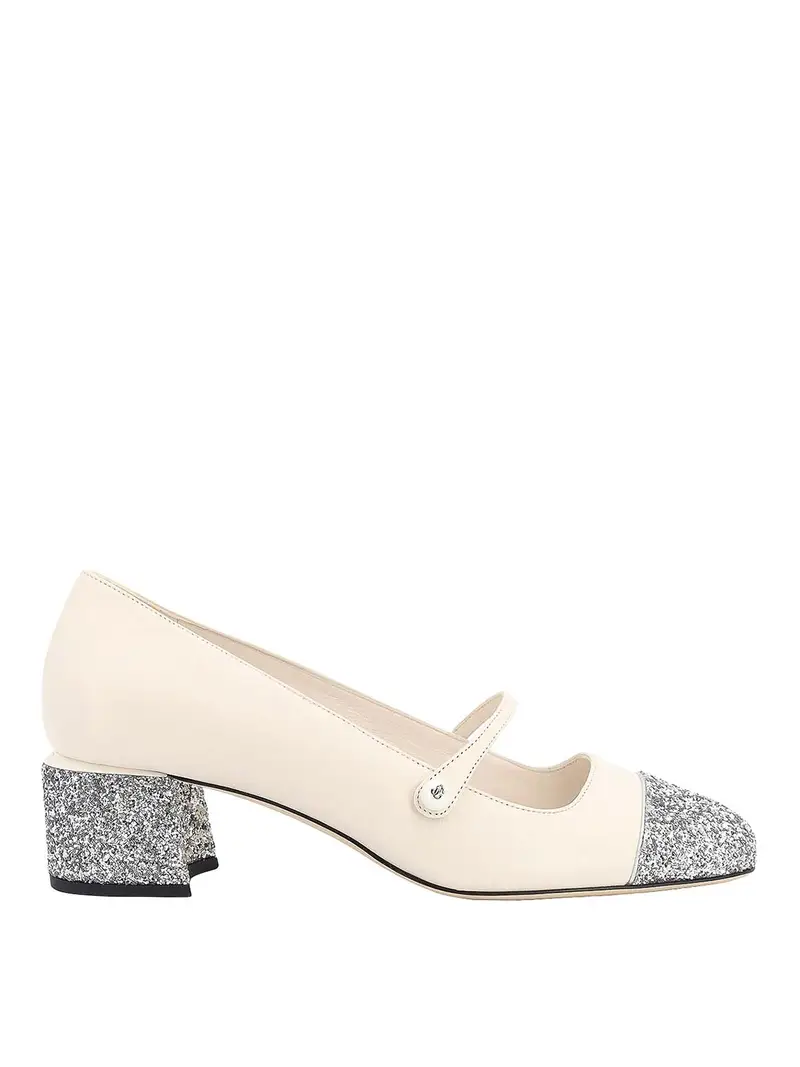 Dcollet in pelle con dettaglio glitter Bianco