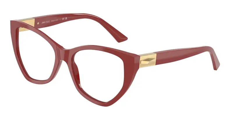Jimmy Choo Donna JC3026  5013 Montature da vista Acetato Rosso Trasparente Geometrica Normale