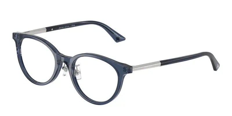 Jimmy Choo Donna JC3039D  5035 Montature da vista Acetato Blu Trasparente Rotonda Normale