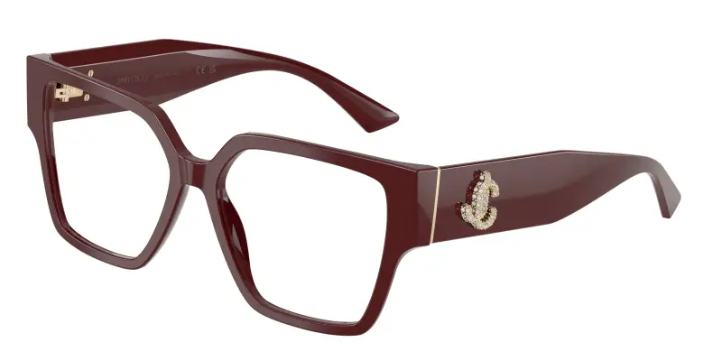 Donna Jimmy Choo JC3032B 5057 Montature da vista Acetato Rosso Trasparente Squadrata Normale