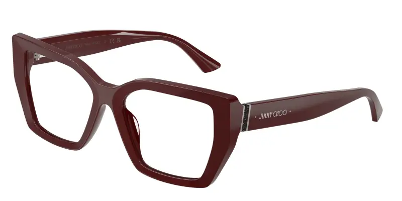 Donna Jimmy Choo JC3053JU 5057 Montature da vista Acetato Rosso Trasparente Geometrica Normale