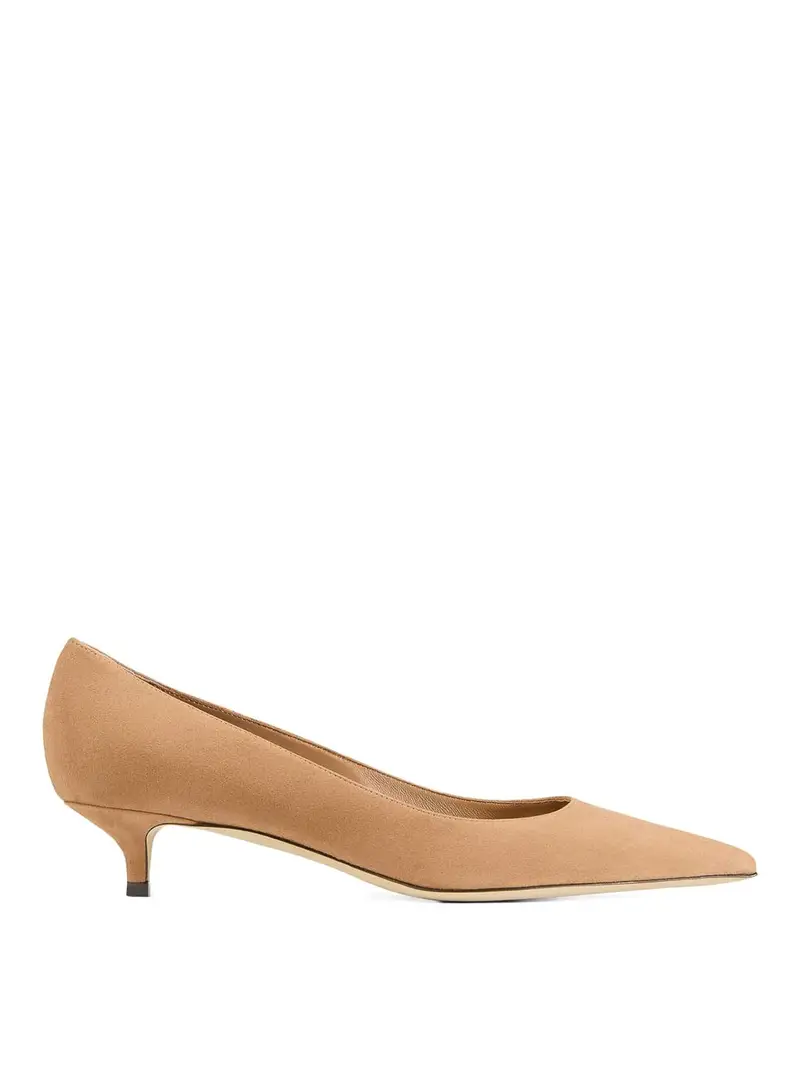 Pompe in pelle in pelle scamosciata Amelia Beige