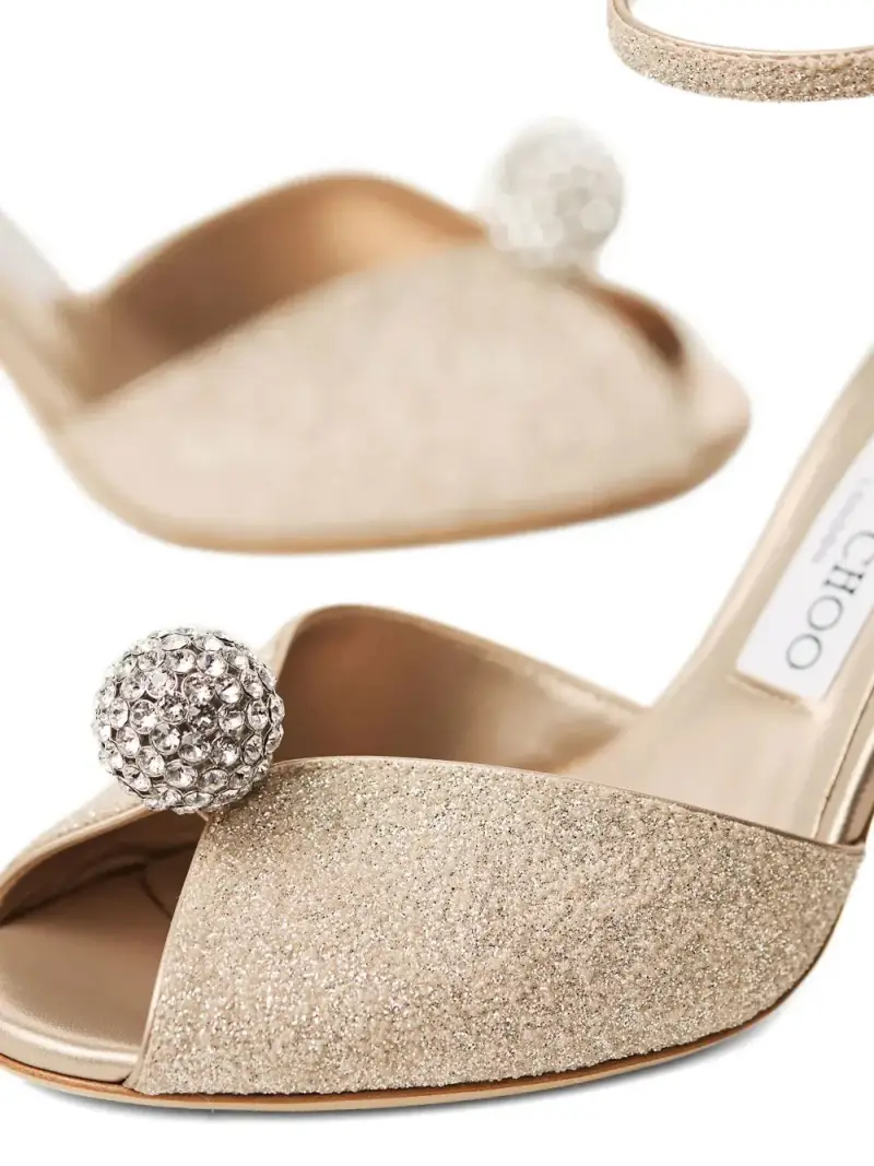 Jimmy Choo Sandali oro con dettaglio gioiello miniatura 2