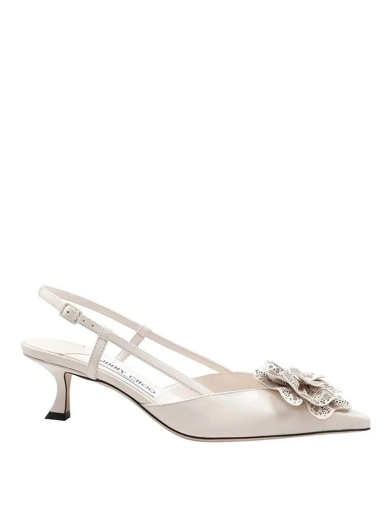 Sling Back 50 In Nappa Colore Latte Bianco