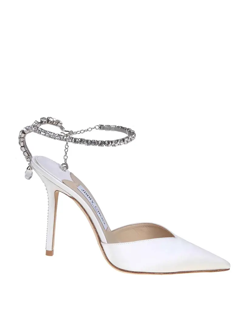 Slingback Saeda 100 in raso Bianco