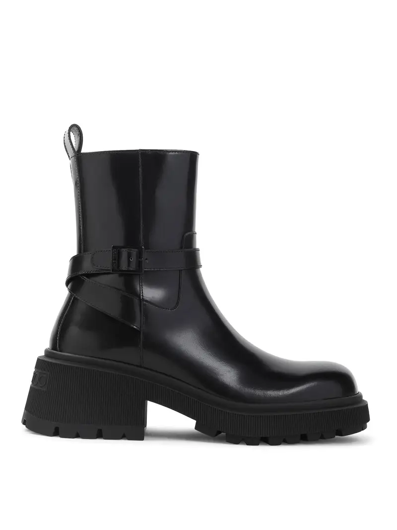 Stivali piatti con vitello in scatola morbida Nero