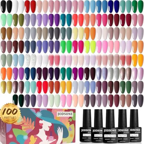 JODSONE 100 pezzi Kit smalto gel Base No Wipe Soak off e Top Coat opaco e lucido Smalto Gel Regali da collezione per